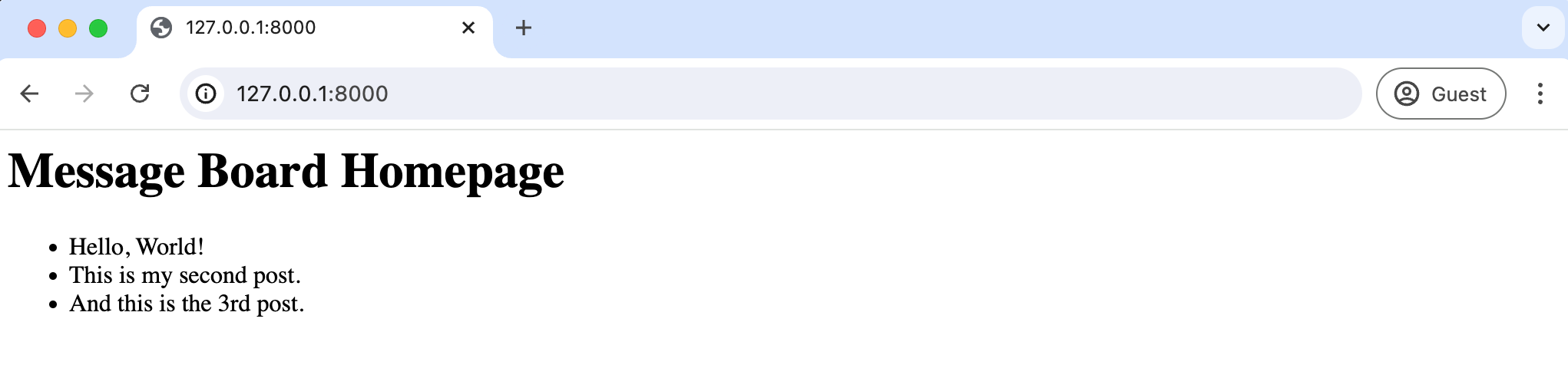 包含三个帖子的主页